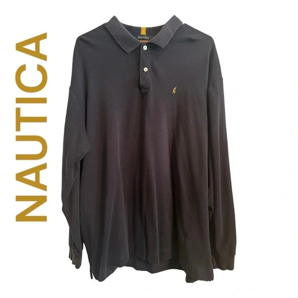 Nautica‎ XXL Navy Long Sleeve Polo - Picture 1 of 9
